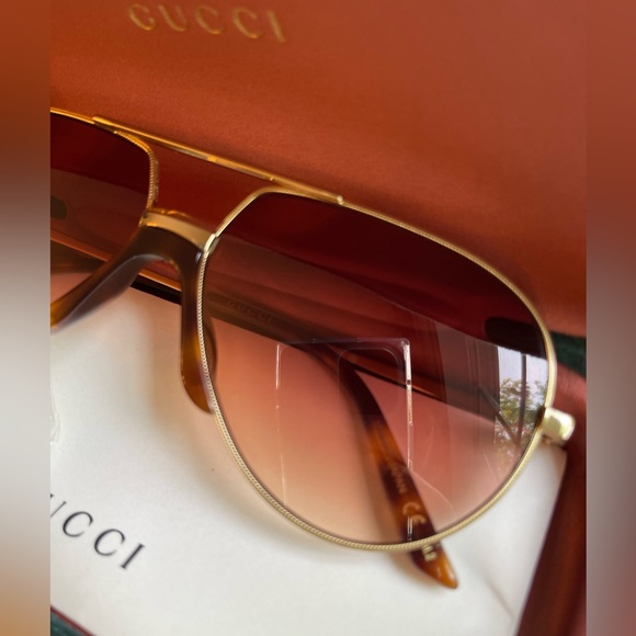 NWT Gucci GG0432S Aviator Sunglasses, Unisex - Picture 7 of 9